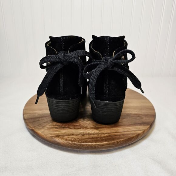 FLY London Yama Suede Wedge Ankle Boots Black Size 39 Tie back closure booties - Picture 4 of 7